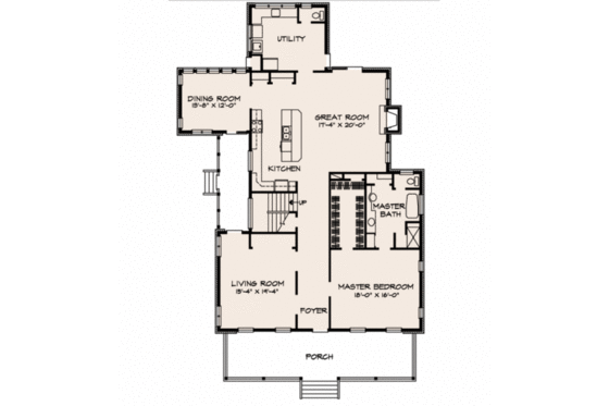 Floor Plan - Main Floor for Country House Plan #140-144 - 4 bed, 3.5 bath