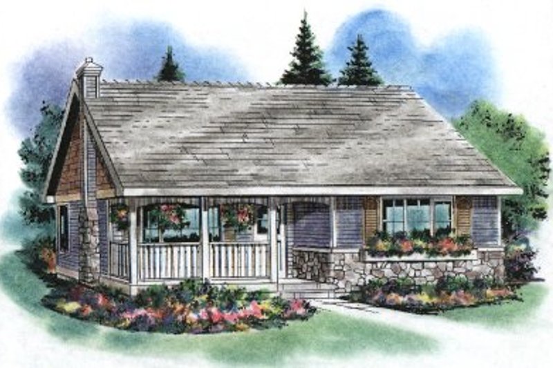 Cottage Style House Plan - 2 Beds 1 Baths 890 Sq/Ft Plan #18-1052