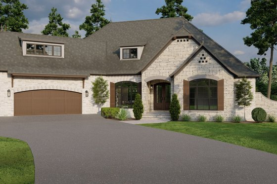 Exterior - Front Elevation 3 for European House Plan #17-2523 - 4 bed, 2.5 bath
