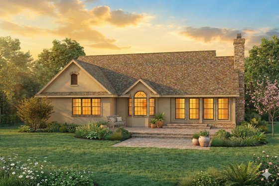 Exterior - Rear Elevation for Traditional House Plan #80-115 - 3 bed, 2 bath