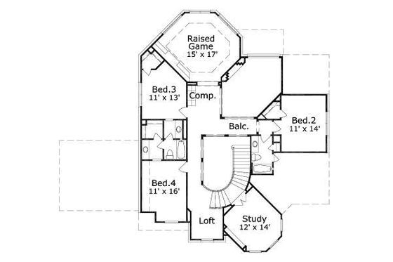 Floor Plan - Upper Floor for Traditional House Plan #411-186 - 4 bed, 3 bath