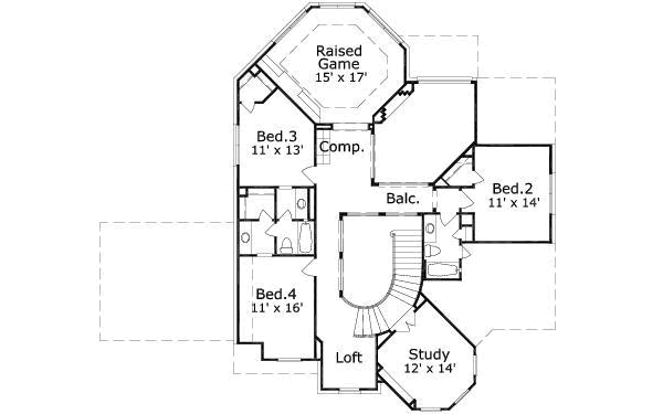 Traditional Floor Plan - Upper Floor Plan #411-186