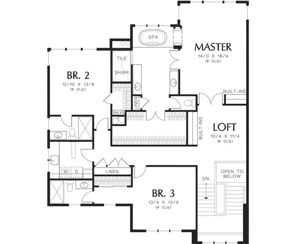 House Plan Design - Contemporary Floor Plan - Upper Floor Plan #48-255
