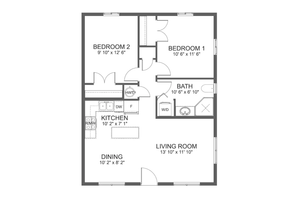 Floor Plan - Main Floor for Traditional House Plan #126-284 - 2 bed, 1 bath