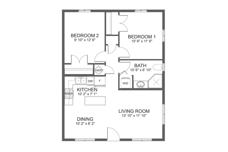 House Design - Floor Plan - Main Floor for Traditional House Plan #126-284 - 2 bed, 1 bath