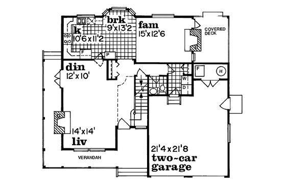 Floor Plan - Main Floor for Traditional House Plan #47-261 - 3 bed, 2.5 bath