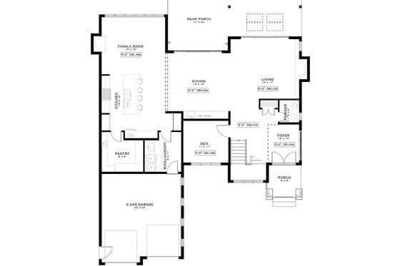 Floor Plan - Main Floor for Farmhouse House Plan #1101-37 - 3 bed, 3.5 bath