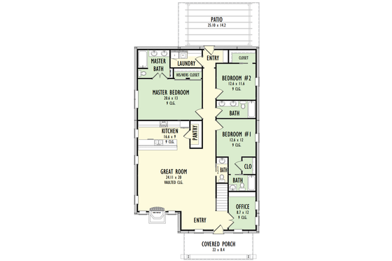 Floor Plan - Main Floor for Farmhouse House Plan #1092-5 - 3 bed, 3.5 bath