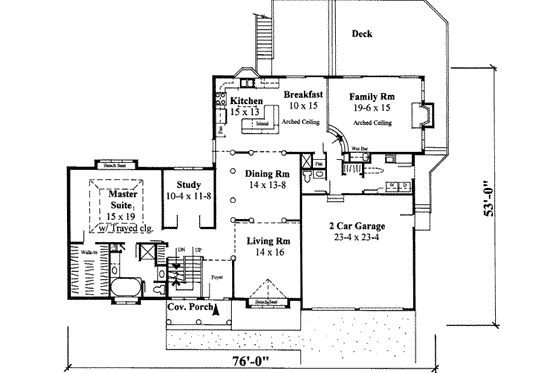 Floor Plan - Main Floor for Traditional House Plan #75-134 - 4 bed, 2.5 bath
