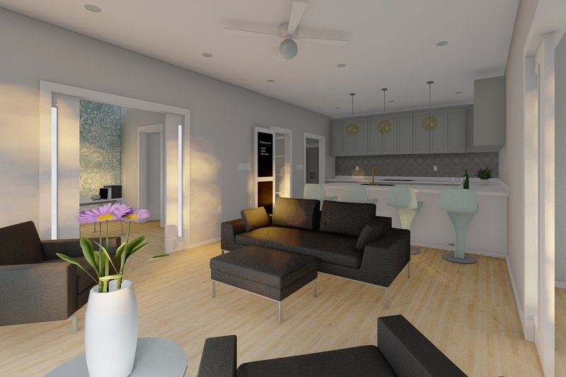 Architectural House Design - Interior - Family Room 1 for Farmhouse House Plan #126-234 - 3 bed, 2 bath