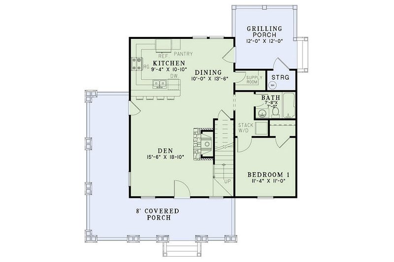 Dream House Plan - charming rustic cottage plan includes a front porch, 3 bedrooms and 2.5 bathrooms