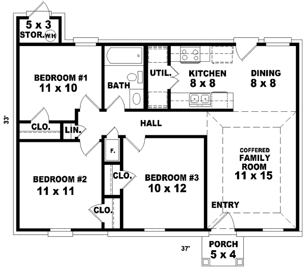 Ranch Floor Plan - Main Floor Plan #81-671