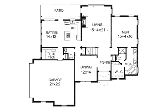 Floor Plan - Main Floor for European House Plan #15-235 - 3 bed, 2.5 bath