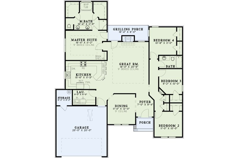 Dream House Plan - Floor Plan - Main Floor for Traditional House Plan #17-1148 - 4 bed, 2 bath