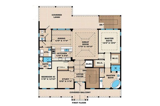 Floor Plan - Upper Floor for Beach House Plan #27-566 - 2 bed, 2.5 bath
