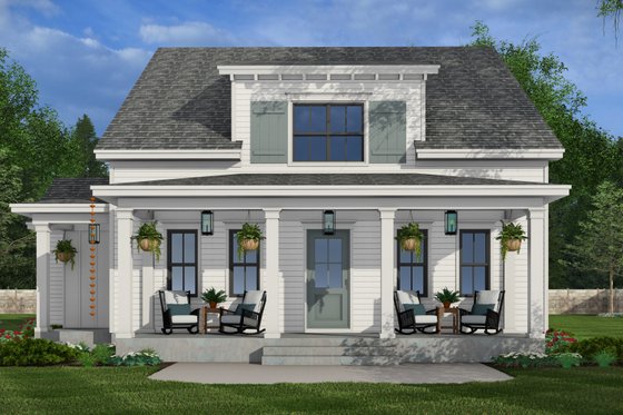 Exterior - Rear Elevation 2 for Farmhouse House Plan #51-1278 - 4 bed, 4.5 bath
