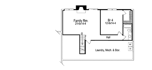 Ranch Floor Plan - Lower Floor Plan #57-294
