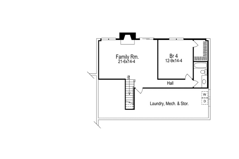 Dream House Plan - Floor Plan - Lower Floor for Ranch House Plan #57-294 - 3 bed, 1 bath