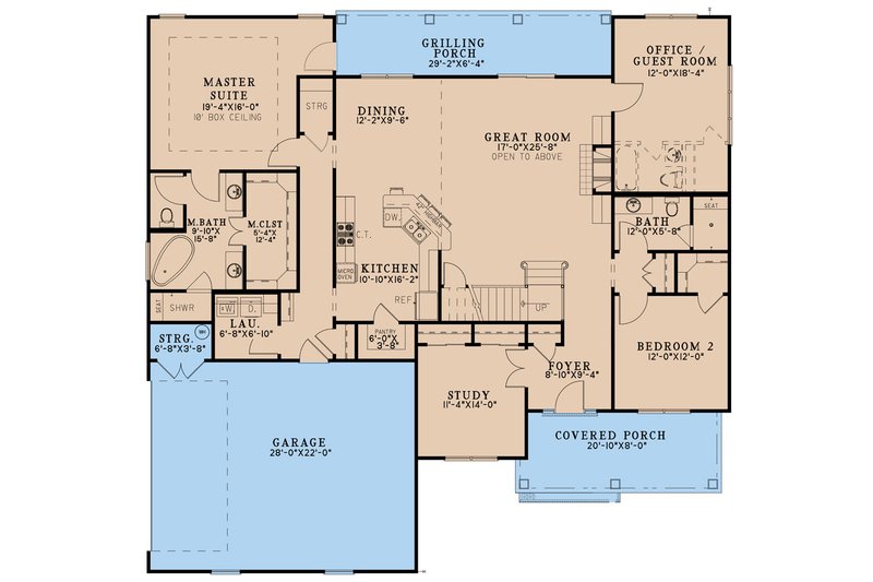 House Plan Design - Floor Plan - Main Floor for Farmhouse House Plan #923-296 - 5 bed, 3 bath