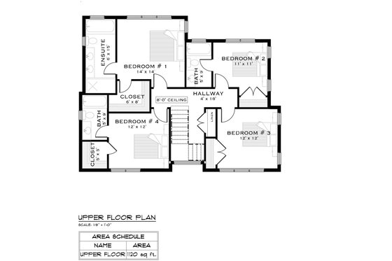 Floor Plan - Upper Floor for Modern House Plan #1101-9 - 4 bed, 3.5 bath