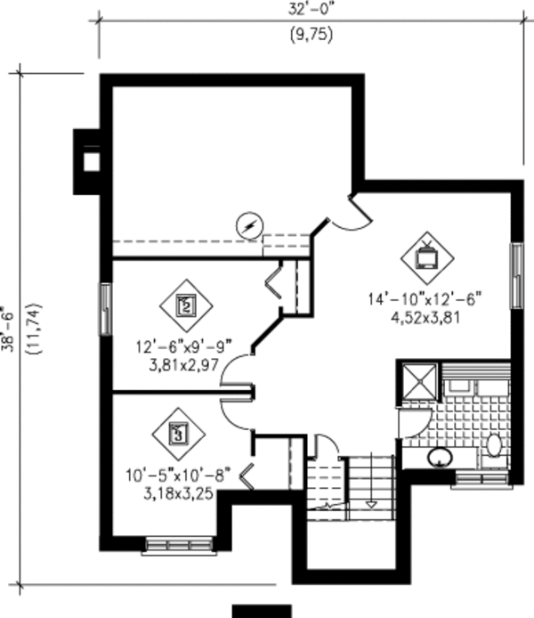 Modern Floor Plan - Lower Floor Plan #25-4243