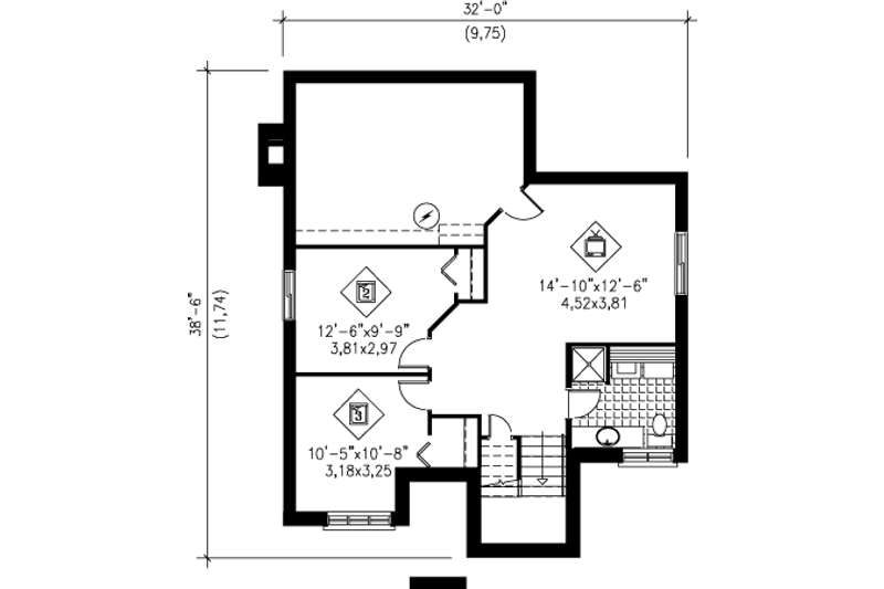 Architectural House Design - Floor Plan - Lower Floor for Modern House Plan #25-4243 - 3 bed, 2 bath