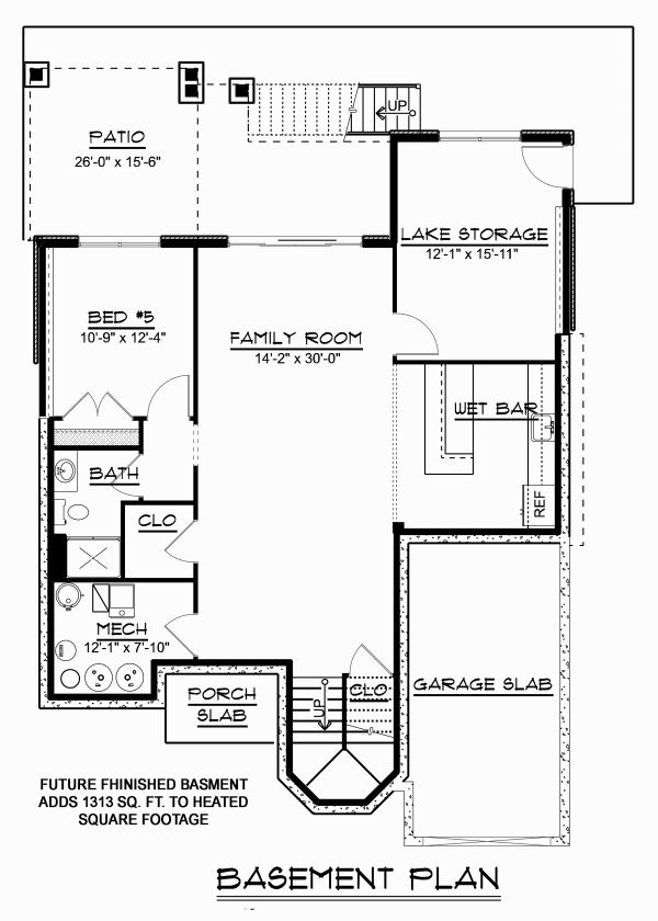 Craftsman Floor Plan - Lower Floor Plan #1064-13