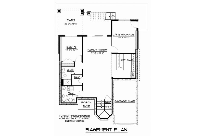 Home Plan - Floor Plan - Lower Floor for Craftsman House Plan #1064-13 - 5 bed, 2.5 bath