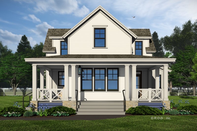 House Blueprint - Exterior - Rear Elevation for Farmhouse House Plan #51-1268 - 3 bed, 3.5 bath