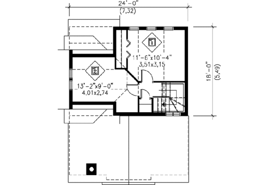 Floor Plan - Upper Floor House Plan #25-2293 - 3 bed, 1 bath