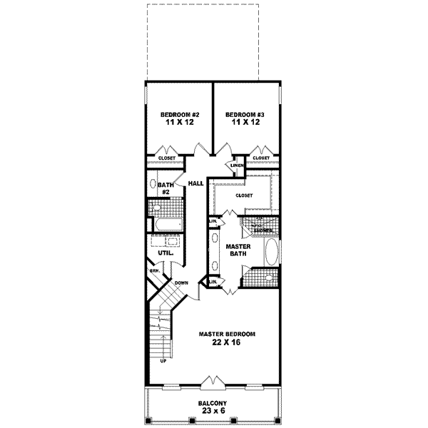 Southern Floor Plan - Upper Floor Plan #81-462