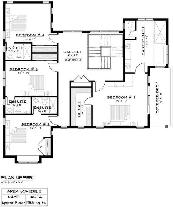 Home Plan - Farmhouse Floor Plan - Upper Floor Plan #1101-2