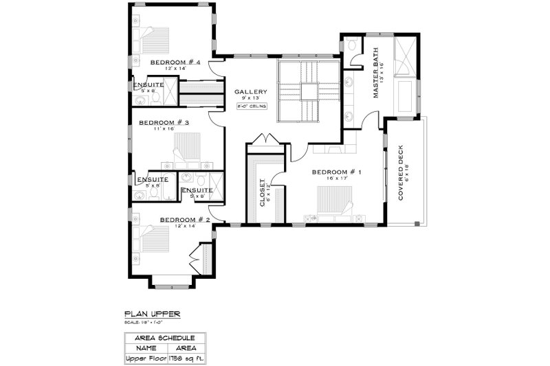 House Plan Design - Floor Plan - Upper Floor for Farmhouse House Plan #1101-2 - 5 bed, 5.5 bath