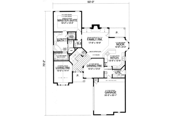 Floor Plan - Main Floor for European House Plan #40-364 - 4 bed, 2.5 bath
