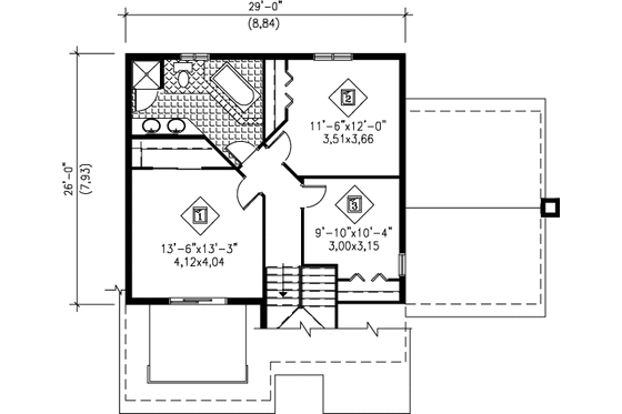 Floor Plan - Upper Floor for Traditional House Plan #25-2161 - 3 bed, 1.5 bath