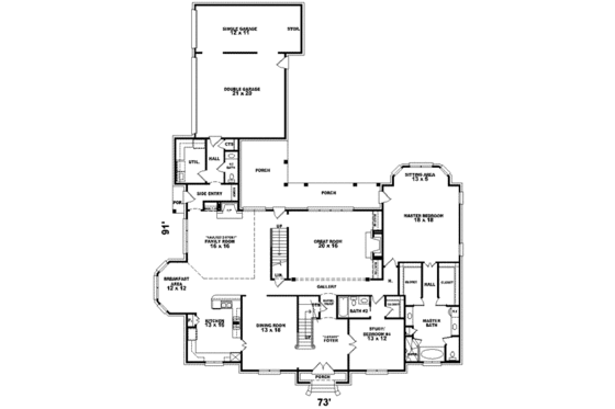 Floor Plan - Main Floor for Traditional House Plan #81-644 - 4 bed, 4 bath