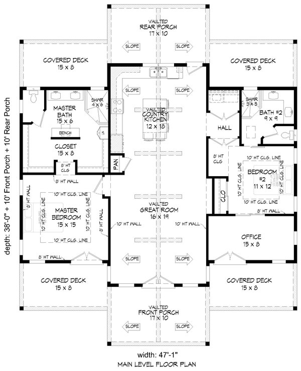House Blueprint - Country Floor Plan - Main Floor Plan #932-1303