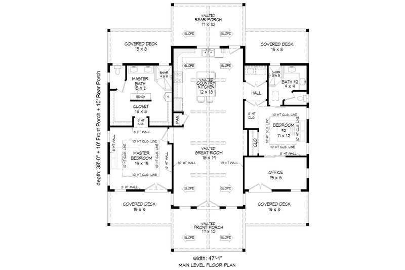 House Plan Design - Floor Plan - Main Floor for Country House Plan #932-1303 - 2 bed, 2 bath