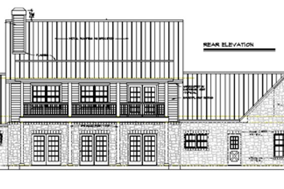 Exterior - Rear Elevation for Country House Plan #140-147 - 4 bed, 3 bath