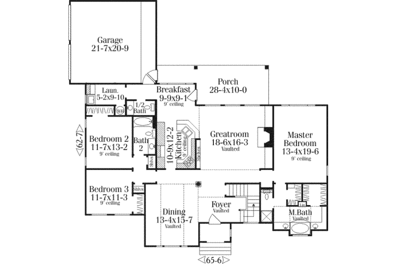 Architectural House Design - Floor Plan - Main Floor for European House Plan #406-114 - 4 bed, 3.5 bath
