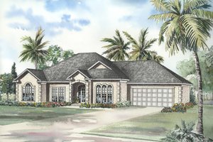 European Exterior - Front Elevation Plan #17-3011