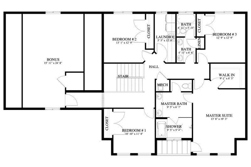 Architectural House Design - Floor Plan - Upper Floor for Farmhouse House Plan #1060-140 - 5 bed, 2.5 bath