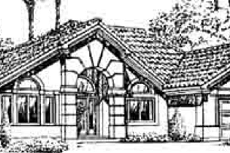 Architectural House Design - Adobe / Southwestern Exterior - Front Elevation Plan #1-376