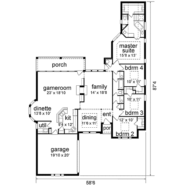 Home Plan - Traditional Floor Plan - Main Floor Plan #84-195