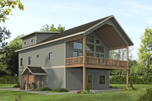 Barndominium Exterior - Front Elevation Plan #117-1018