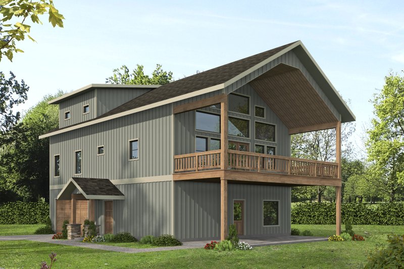 Architectural House Design - Barndominium Exterior - Front Elevation Plan #117-1018