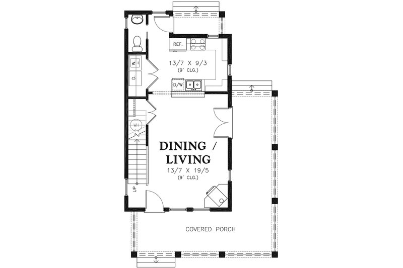 Home Plan - Floor Plan - Main Floor for Colonial House Plan #48-975 - 2 bed, 2.5 bath
