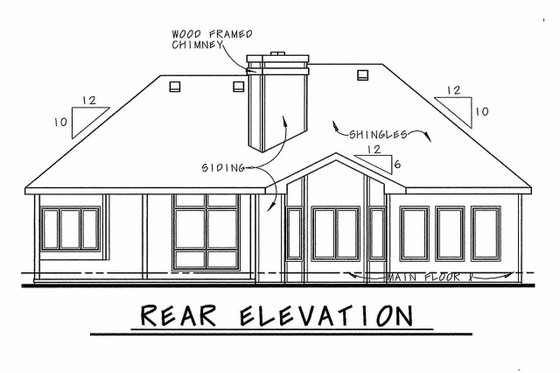 Exterior - Rear Elevation for European House Plan #20-1380 - 1 bed, 2 bath