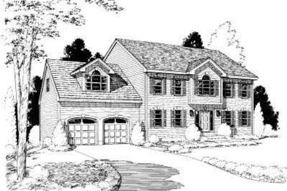 Exterior - Front Elevation for Colonial House Plan #75-127 - 4 bed, 2 bath