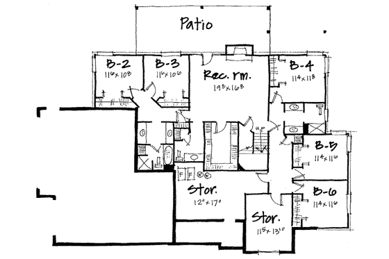Floor Plan - Lower Floor for Traditional House Plan #308-218 - 6 bed, 4.5 bath